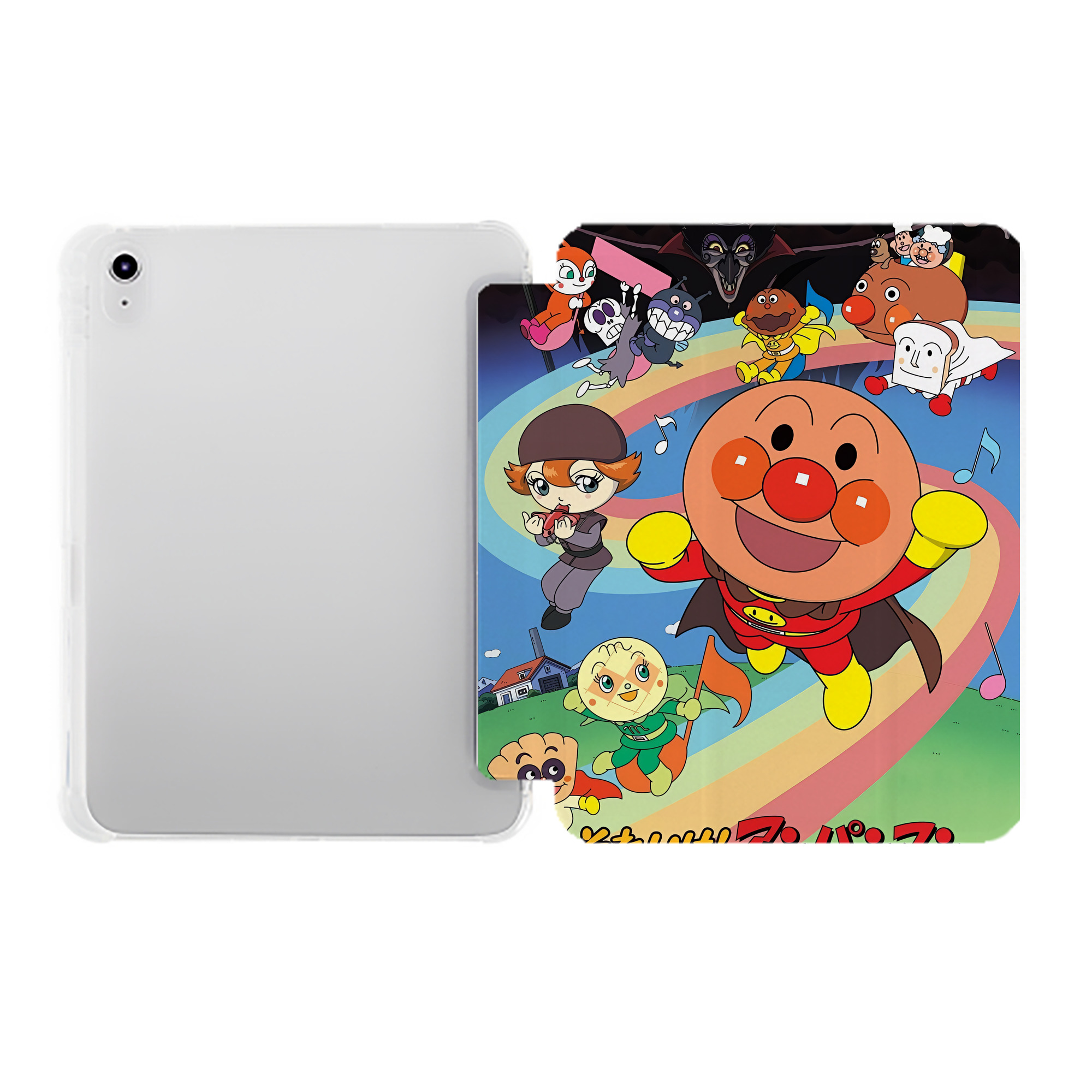 （画像用） アンパンマン Anpanman IPad ケース ペン収納付き 三つ折りスタンド PUレザー×シリコン 対応機種9.5/10.5/10.9インチ